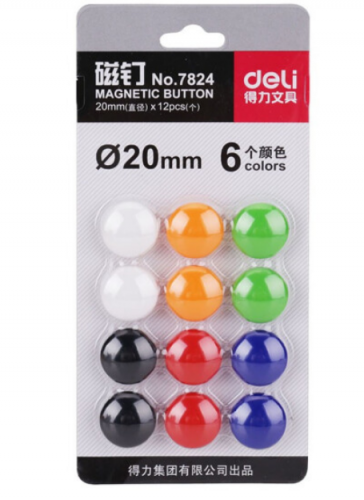 得力（deli）7824磁扣磁吸白板磁粒 12粒/板 20mm