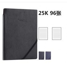 得力(deli)25K96张可插笔绑带皮面本 记事本工作笔记本子日记本文具办公用品 黑色22215