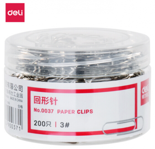 得力 金属回形针 0037 曲别针 29mm 200枚/筒