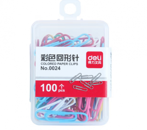得力0024彩色回形针(混)(100枚/盒)