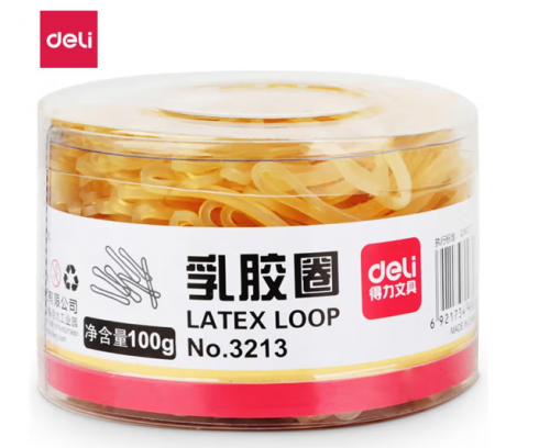得力3213乳胶圈(微黄)(100g/筒)