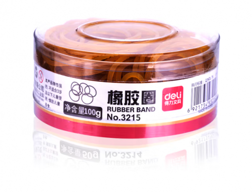 得力3215橡胶圈(黄)(100g/筒)