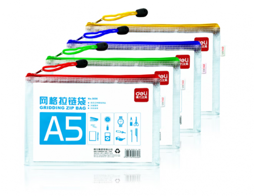 得力5656网格拉链袋(混)(只)