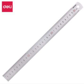 得力8463钢尺 钢直尺30cm(银色)(只)
